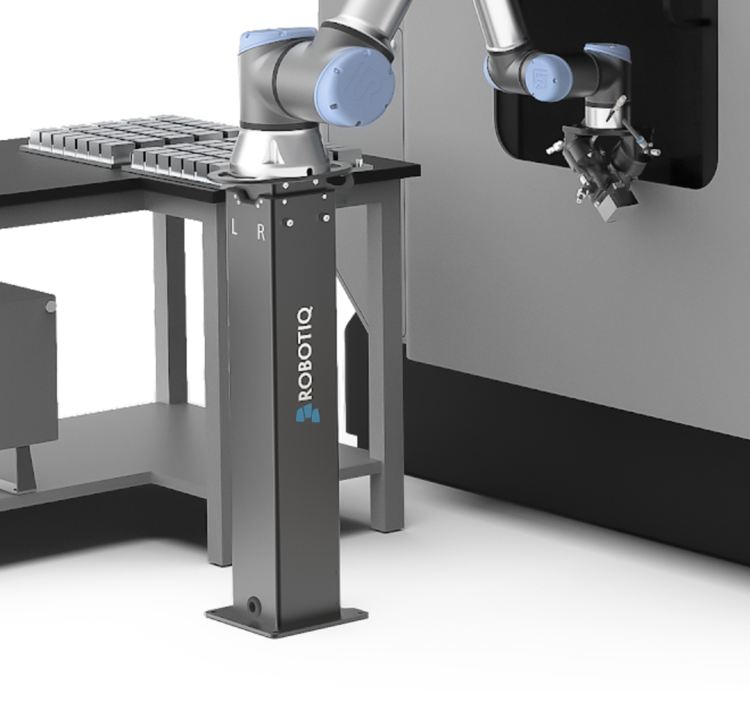 Robotiq pedestal for machine tending solution