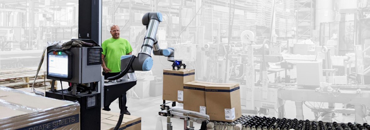 Operatore di prodotti TIDI per l'impianto di pallettizzazione Robotiq